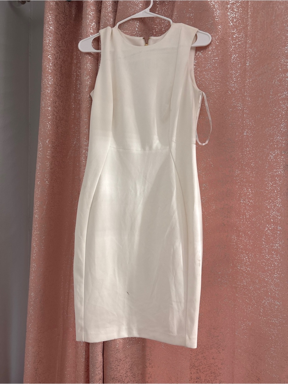 Calvin Klein Cream Sleeveless Sheath Mini Dress